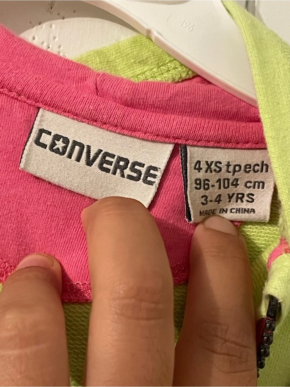 Converse Kids Neon Lime Zip Hoodie with Pink Hood Lining